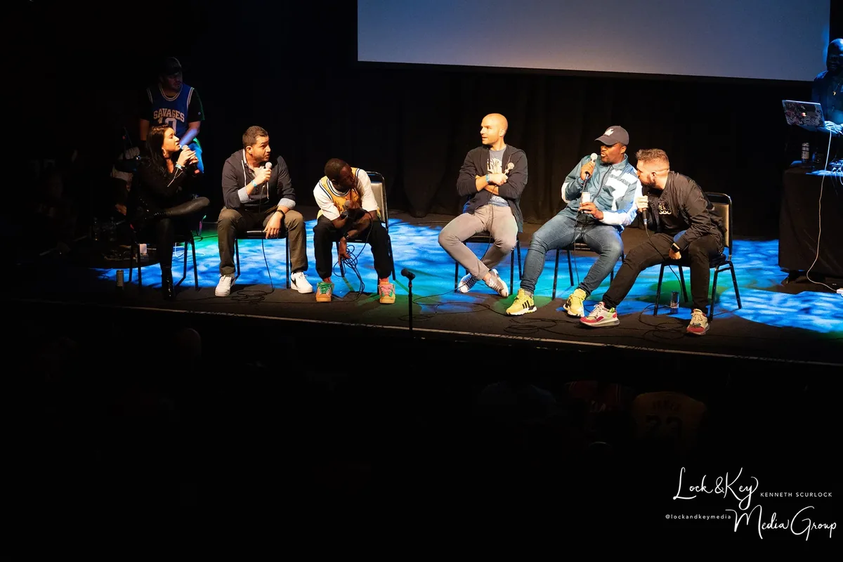 Rob producing from the back left corner at the Count The Dings live show in San Francisco
