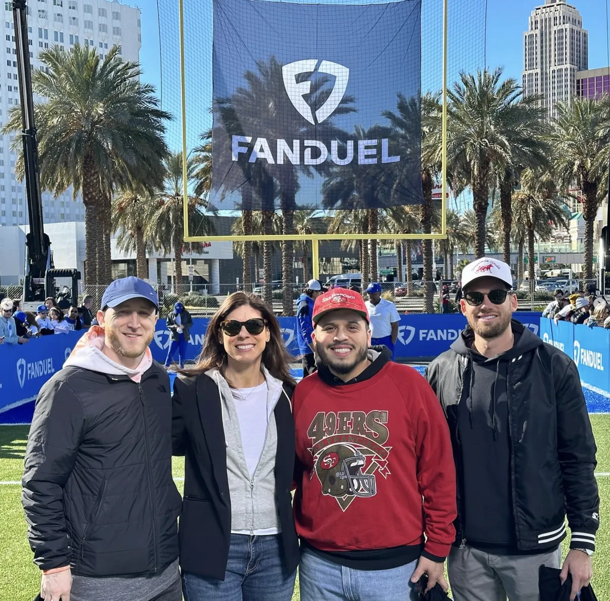 The FanDuel team on the branded field on the Las Vegas Strip at the Super Bowl